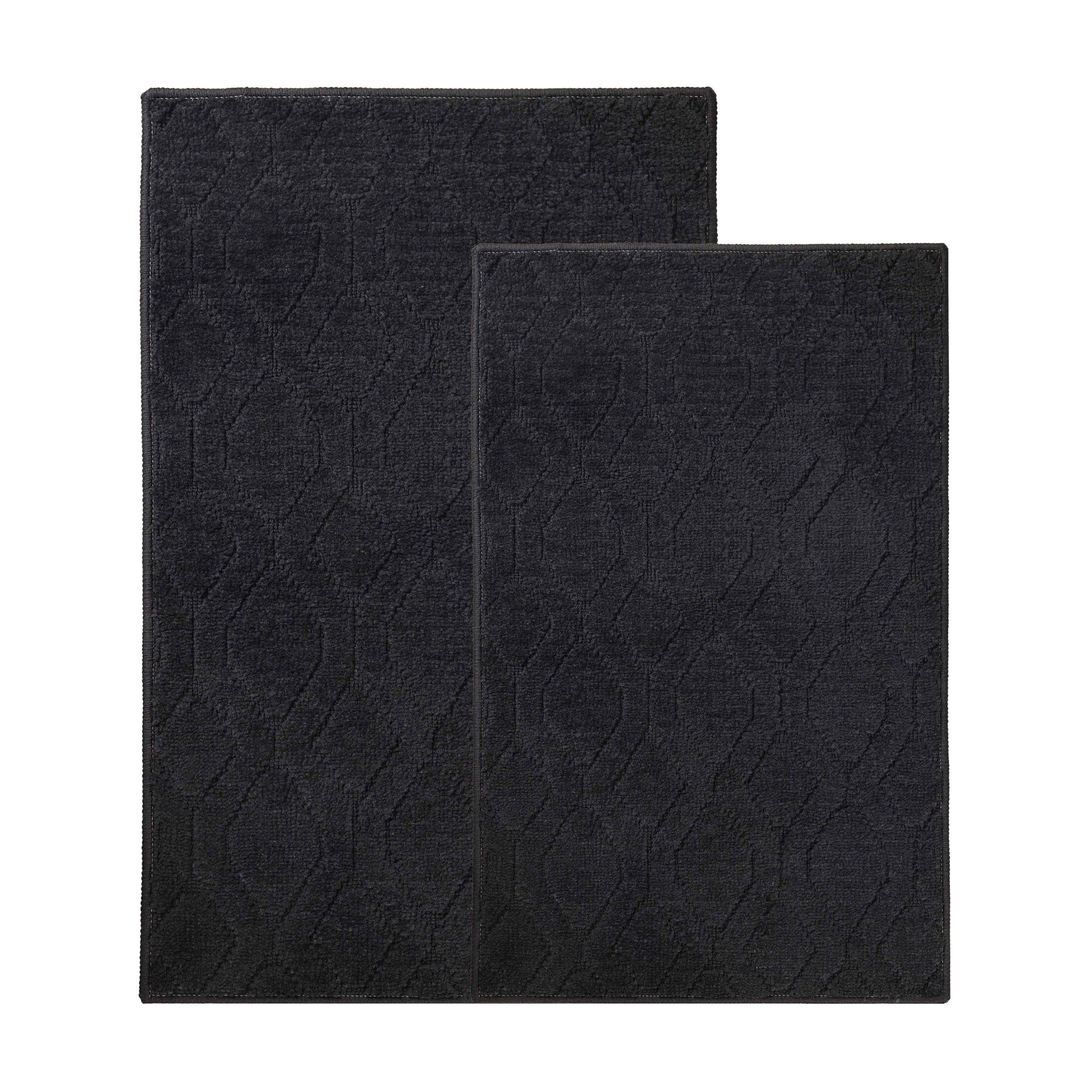 Brou Diamond Lattice Textured Machine Washable Bath Rugs, Set of 2