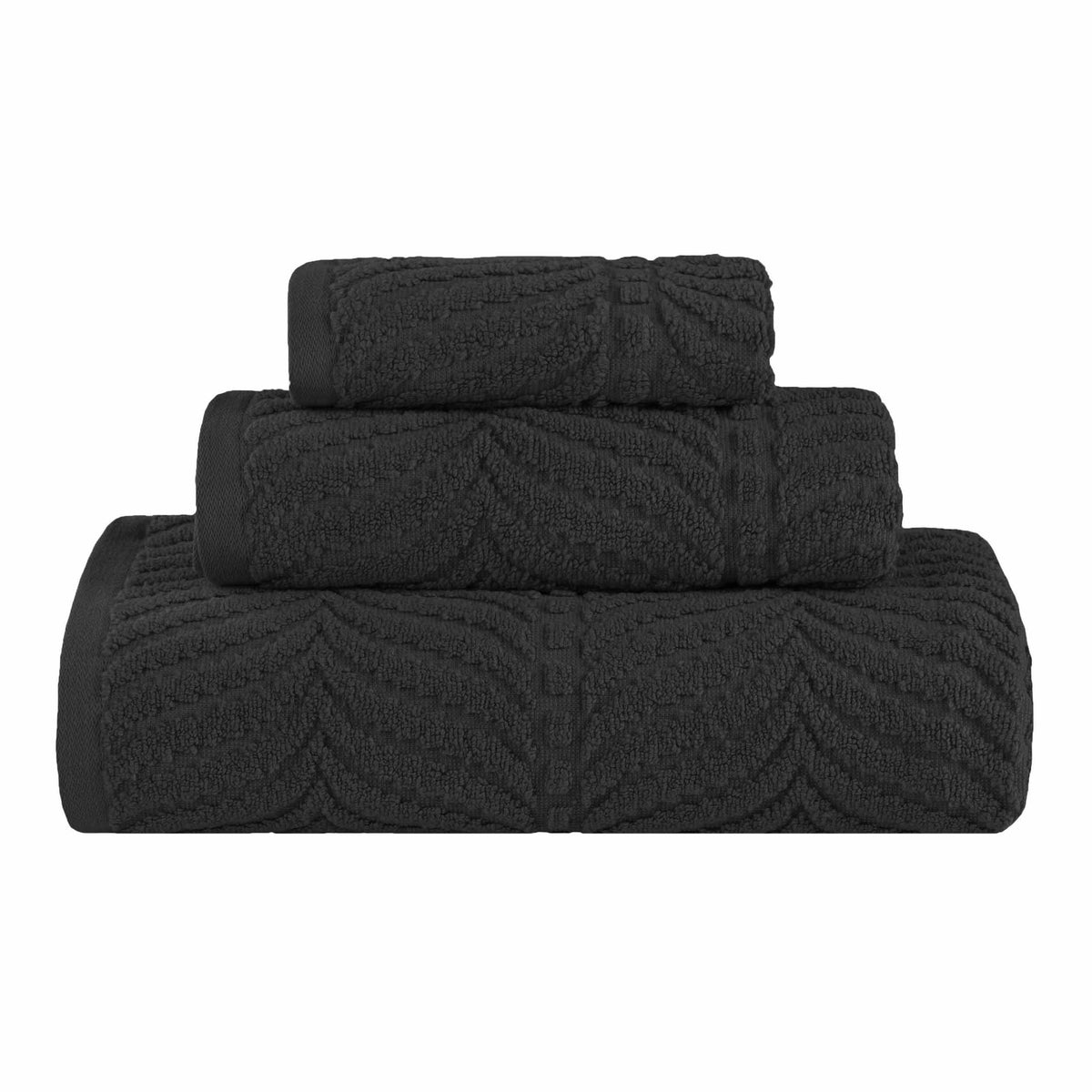 Chevron Zero Twist Jaquard Cotton 3 Piece Bathroom Towel Set