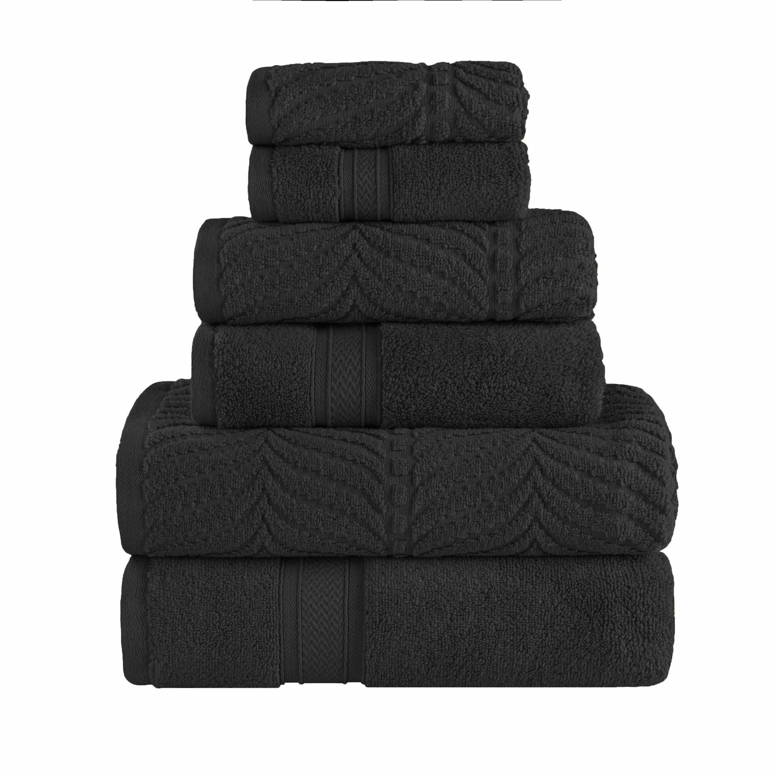 Chevron Zero Twist Solid and Jacquard Soft Cotton 6 Piece Towel Set - Towel Set by Superior