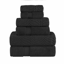 Chevron Zero Twist Solid and Jacquard Soft Cotton 6 Piece Towel Set