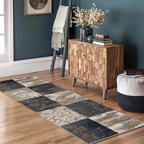 Brentwood Modern Patchwork Abstract Indoor Area Rugs or Runner Rug - Black