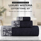 Wisteria Cotton Medium Weight Floral Jacquard Hand Towels, Set of 4 - Hand Towel Set by Superior