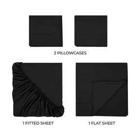 Egyptian Cotton 300 Thread Count Solid Deep Pocket Bed Sheet Set - Black