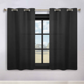 Classic Modern Solid Room Darkening Blackout Curtain Panels, Set of 2 - Black