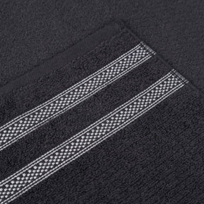 Brea Zero Twist Cotton Ribbed Geometric Border Face Towel Set of 12