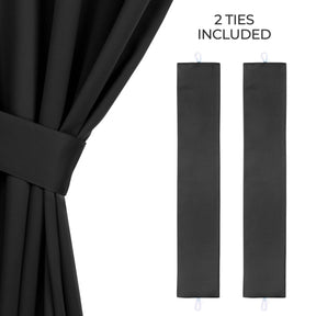 Classic Modern Solid Room Darkening Blackout Curtain Panels, Set of 2 - Black