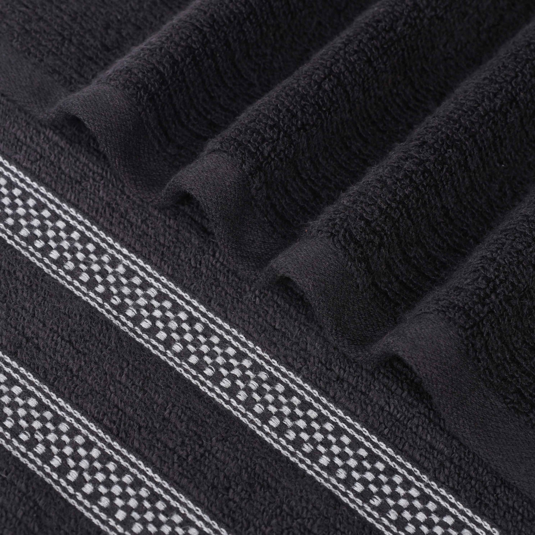 Brea Zero Twist Cotton Ribbed Geometric Border 6 Piece Towel Set