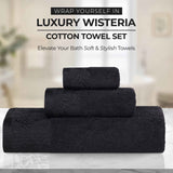 Wisteria Cotton Medium Weight Floral Jacquard Border 6 Piece Towel Set - Towel Set by Superior