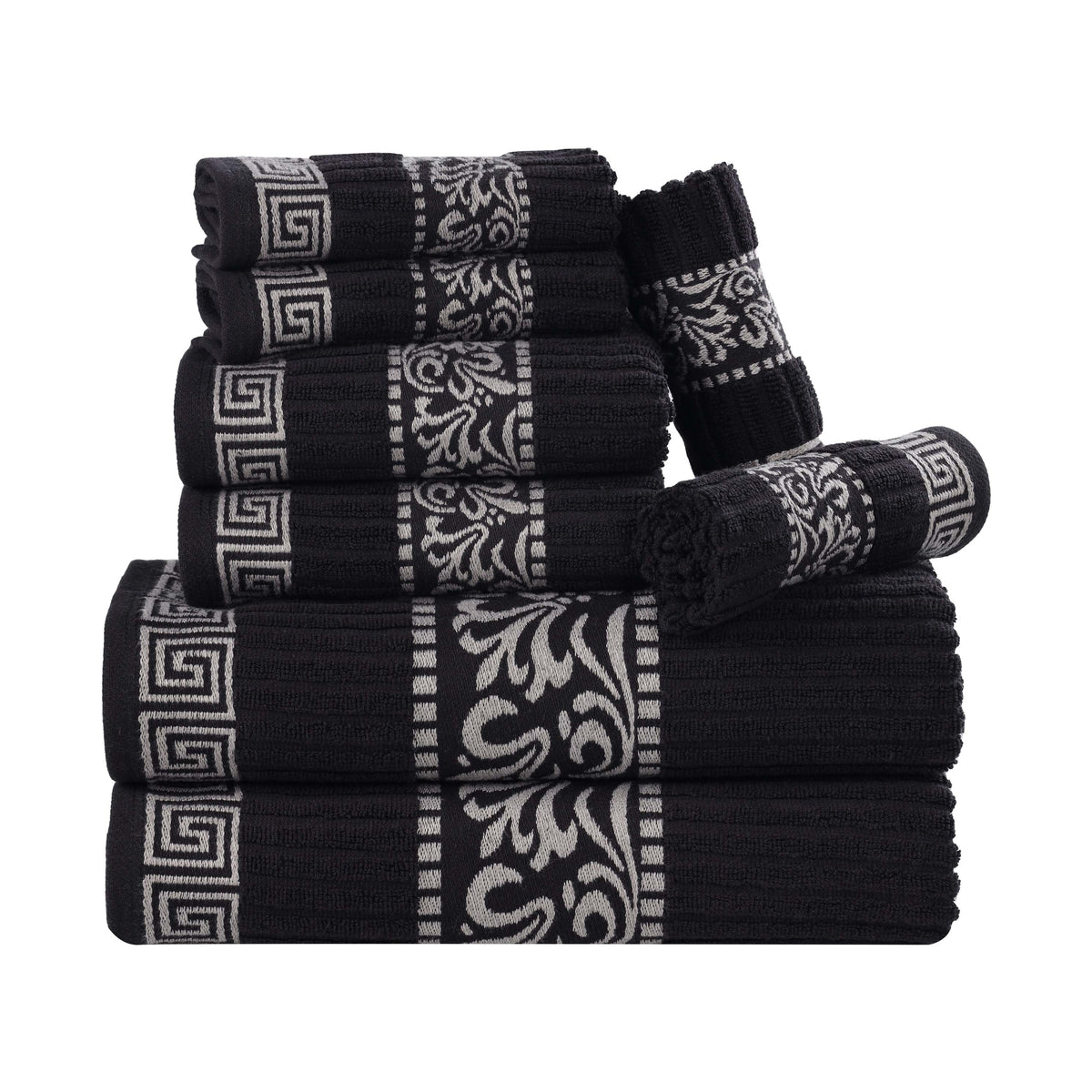 Superior Athens Cotton Greek Key Trim 8 Piece Towel Set