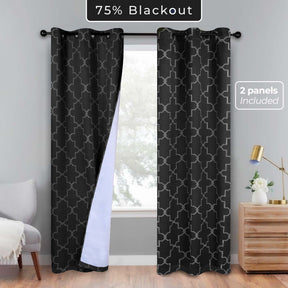 Imperial Trellis Washable Room Darkening Blackout Curtains, Set of 2