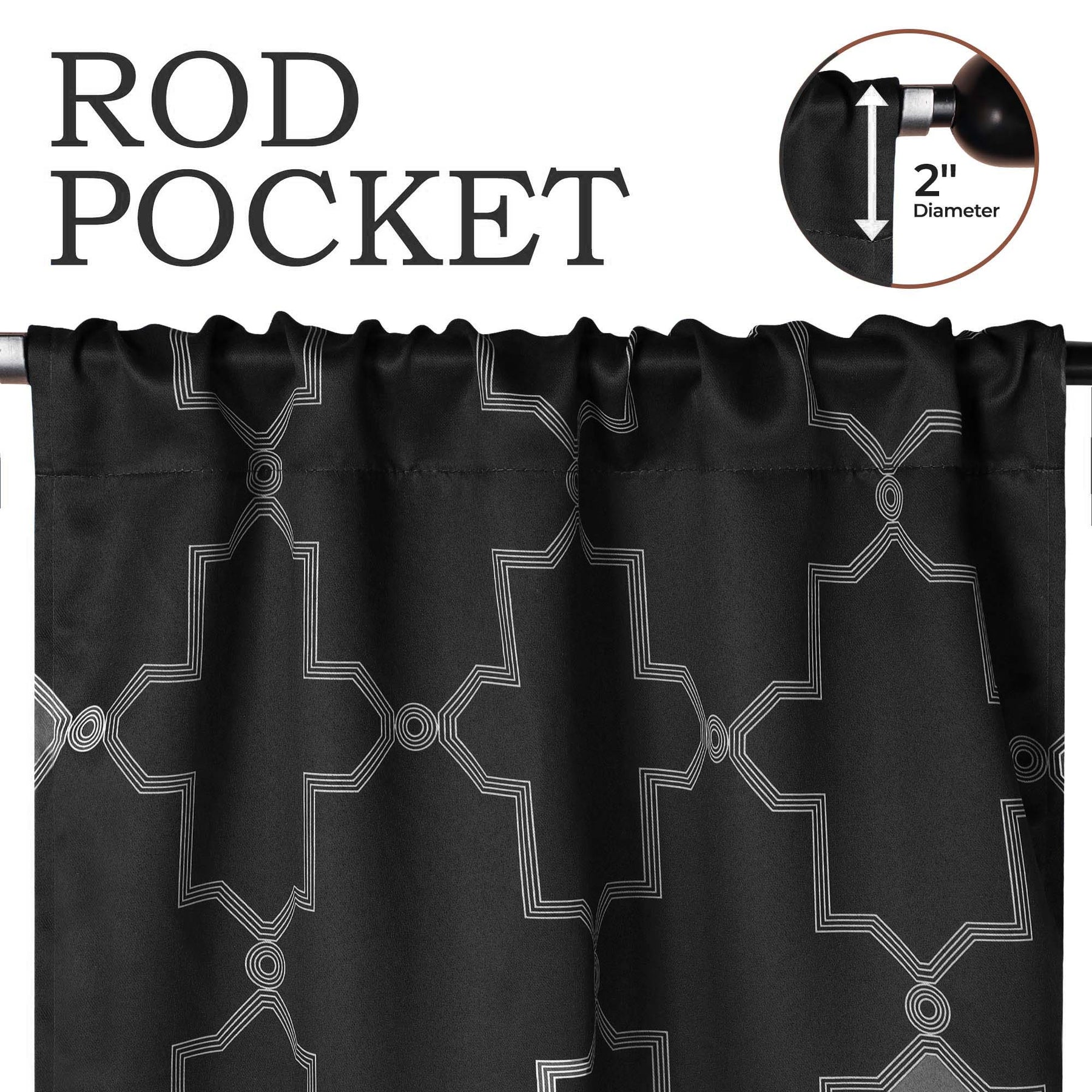 Imperial Trellis Washable Room Darkening Blackout Curtains, Set of 2