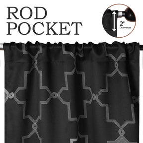 Imperial Trellis Washable Room Darkening Blackout Curtains, Set of 2