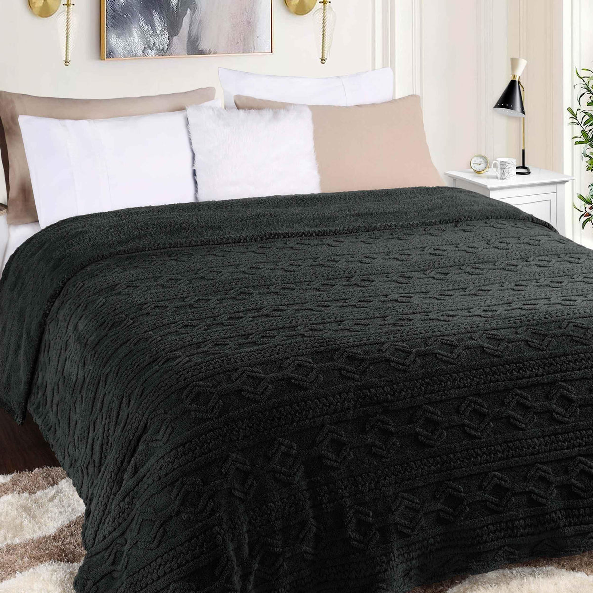 Arctic Boho Knit Jacquard Fleece Plush Medium Weight Fluffy Blanket - Blanket by Superior - Superior 