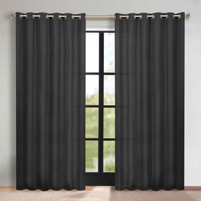 Classic Modern Solid Room Darkening Blackout Curtain Panels, Set of 2 - Black