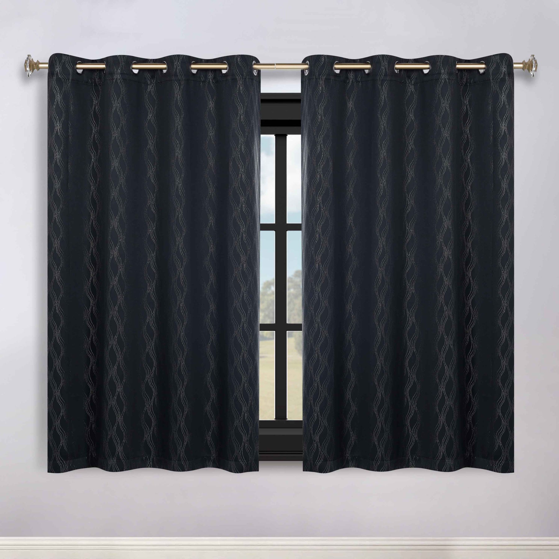 Zuri Textured Waves Room Darkening Blackout Curtains, Set of 2