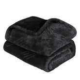 Alaska Diamond Fleece Plush Ultra-Soft Fluffy Blanket - Black