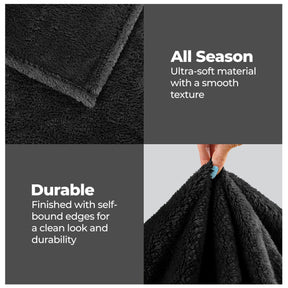 Fleece Plush Medium Weight Fluffy Soft Solid Decorative Blanket - Black