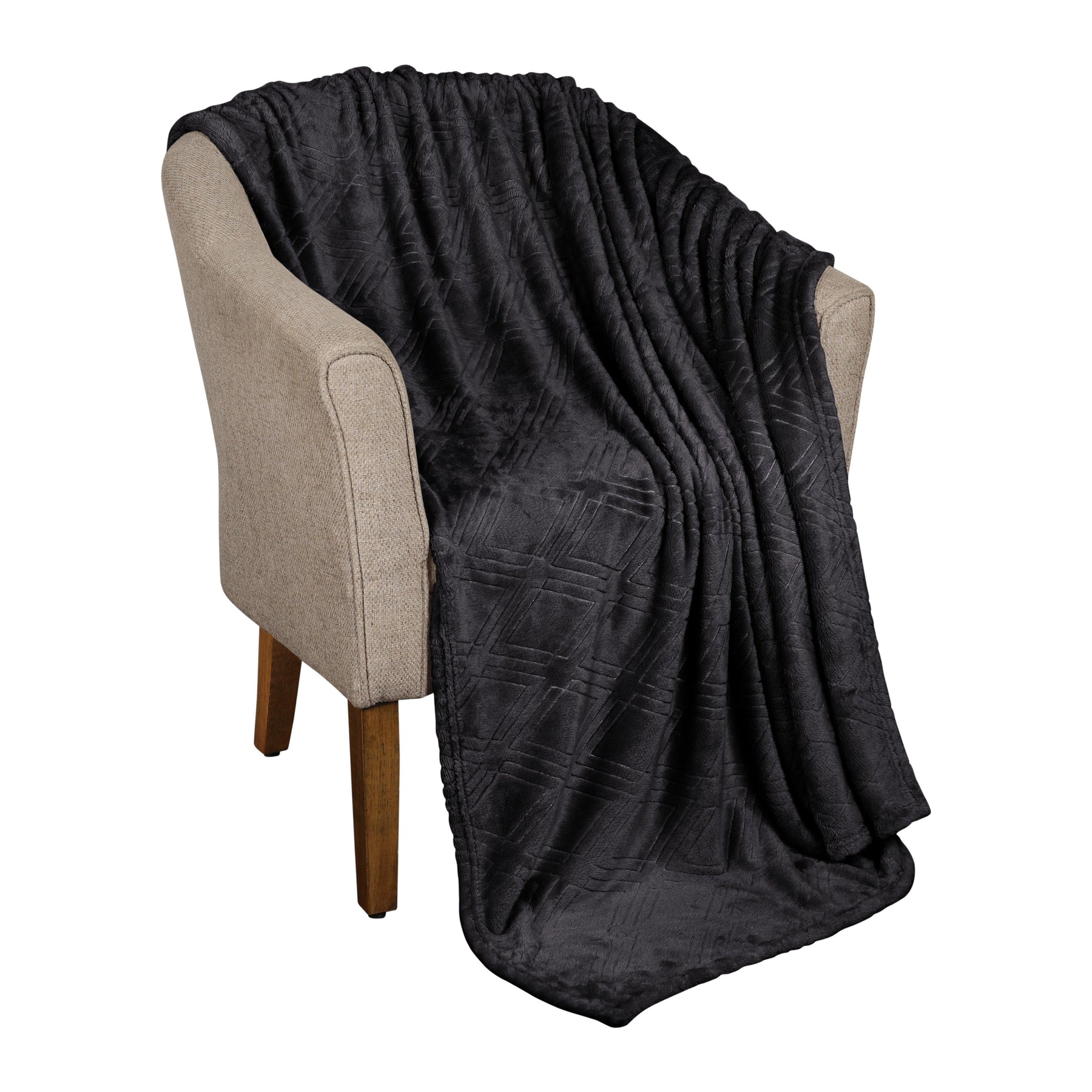 Alaska Diamond Fleece Plush Ultra-Soft Fluffy Blanket - Black
