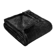 Fleece Plush Medium Weight Fluffy Soft Solid Decorative Blanket - Black