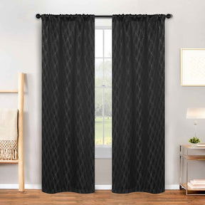 Zuri Textured Waves Room Darkening Blackout Curtains, Set of 2