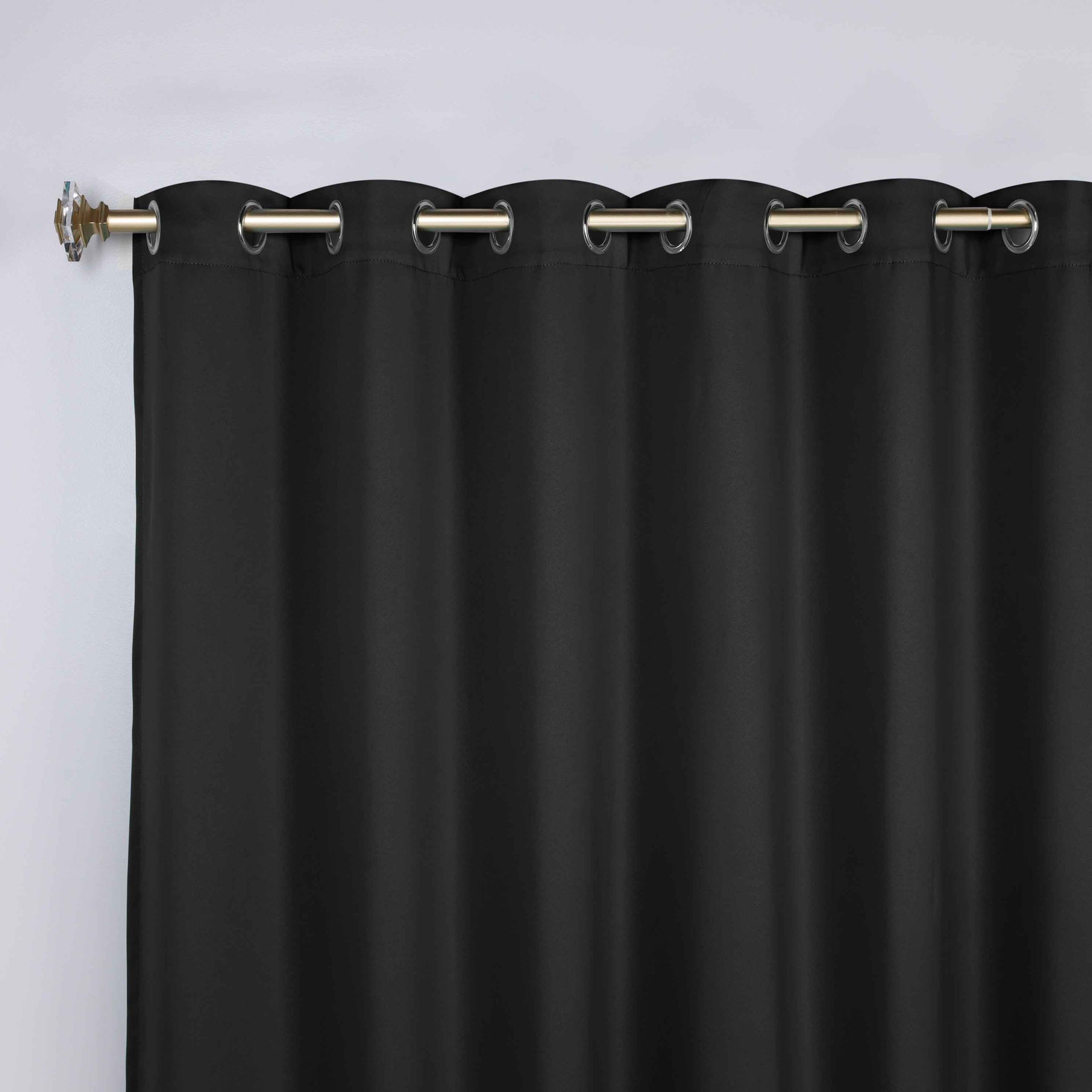 Classic Modern Solid Room Darkening Blackout Curtain Panels, Set of 2 - Black