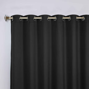 Classic Modern Solid Room Darkening Blackout Curtain Panels, Set of 2 - Black