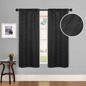 Zuri Textured Waves Room Darkening Blackout Curtains, Set of 2