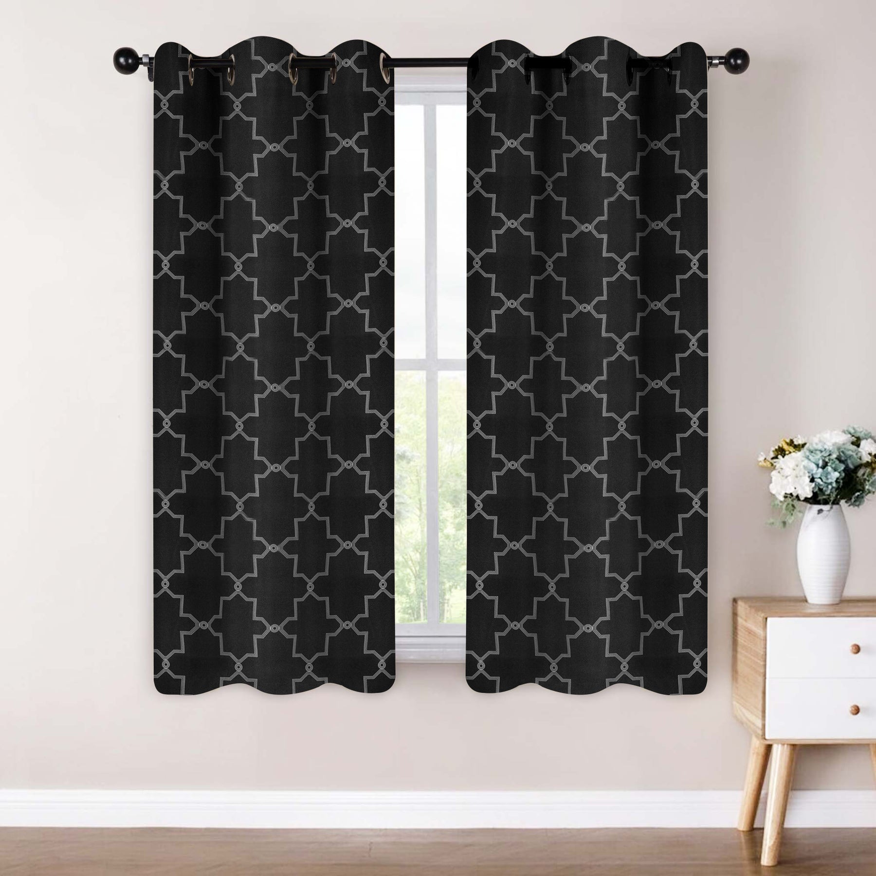 Imperial Trellis Washable Room Darkening Blackout Curtains, Set of 2