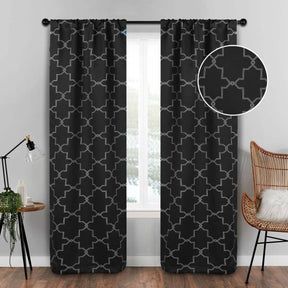 Imperial Trellis Washable Room Darkening Blackout Curtains, Set of 2