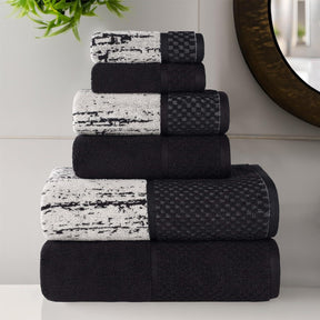 Lodie Cotton Jacquard Solid and Two-Toned 6 Piece Assorted Towel Set - Towel Set by Superior - Superior 