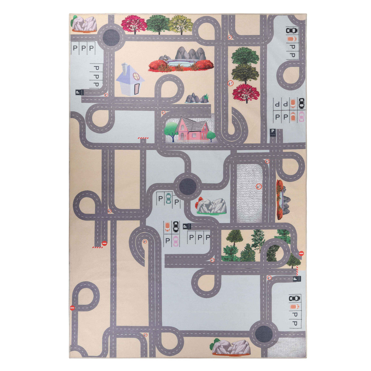 Country Road Non-Slip Kids Playroom Nursery Washable Indoor Area Rug