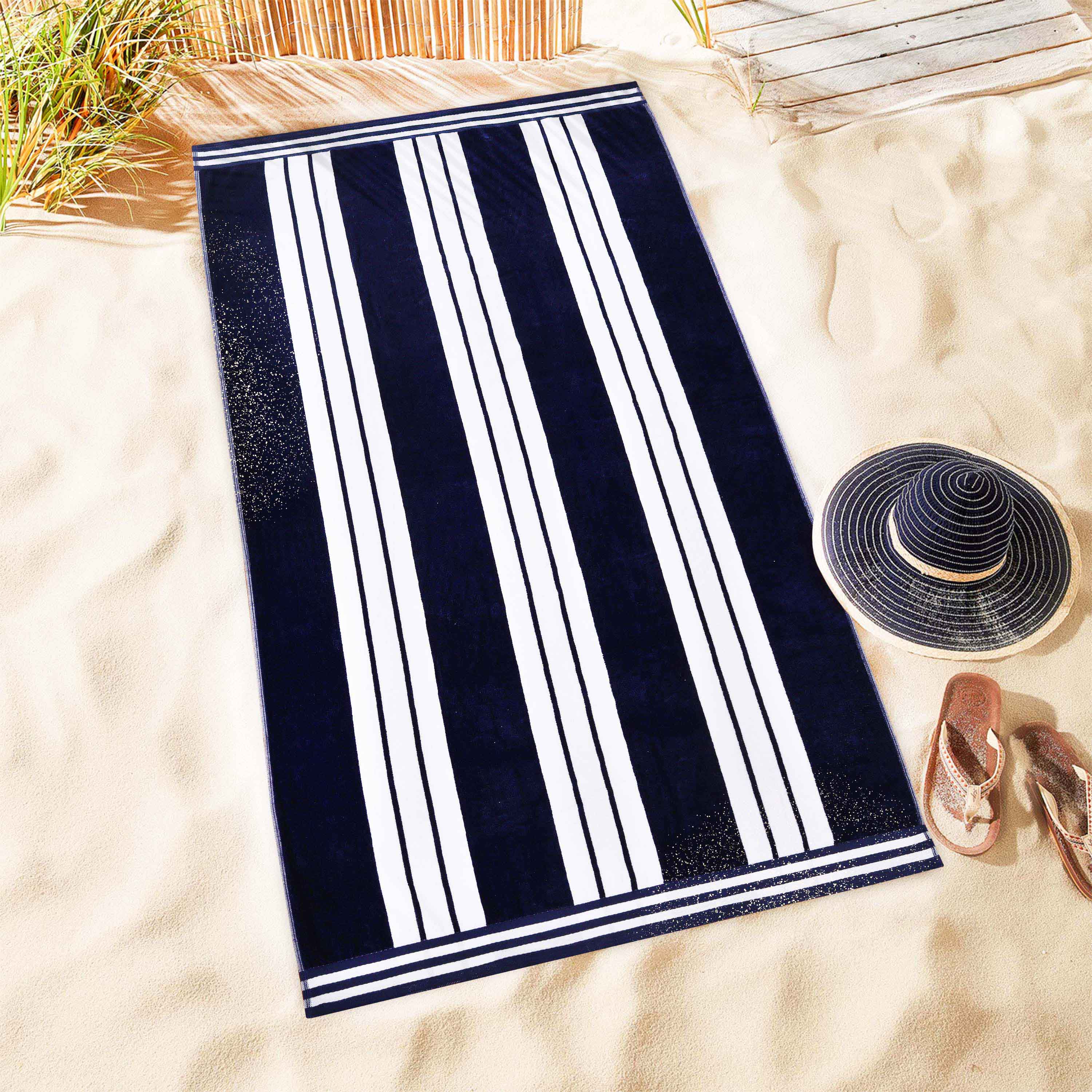 Striped Extra Large Oversized Absorbent Quick Dry Cotton Beach Towel - Beach Towel by Superior