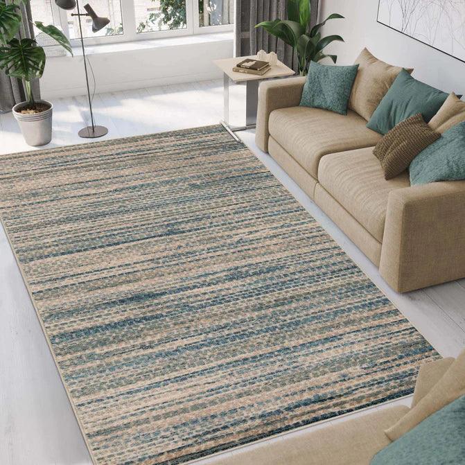 Montouk Pastel Striped Indoor Area Rugs or Runner Rug - Blue