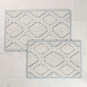 Ceton Diamond Trellis Textured Machine Washable Bath Rugs, Set of 2