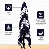 Striped Extra Large Oversized Absorbent Quick Dry Cotton Beach Towel - Beach Towel by Superior