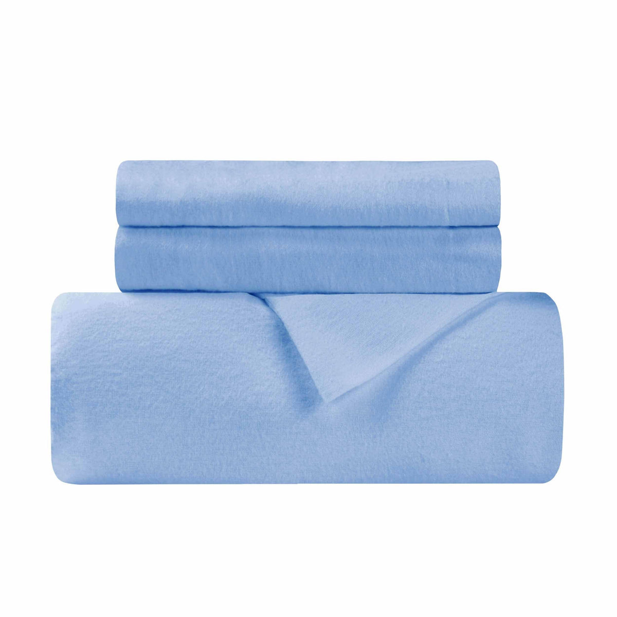 Flannel Cotton Modern Solid Fuzzy Duvet Cover Set With Pillow Shams- Blue