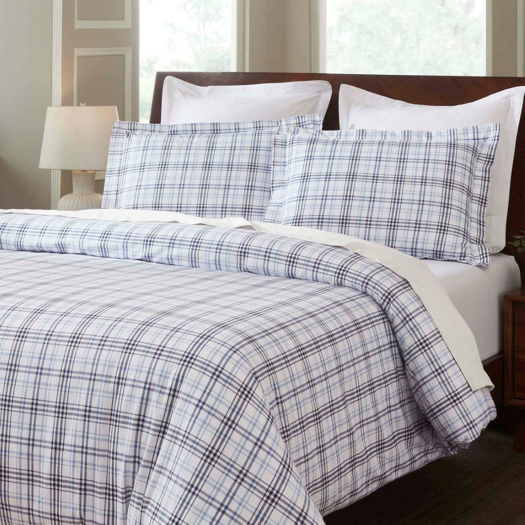 Plaid Flannel Cotton Classic Modern Farmhouse Duvet Cover Set