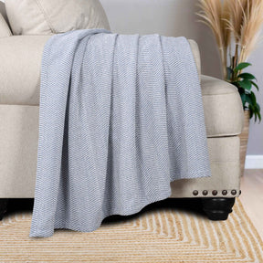 Maya Chenille Herringbone Soft Textured Medium Weight Cotton Blanket