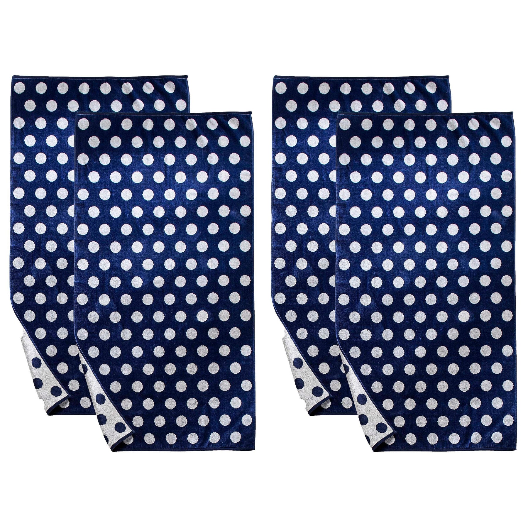 Polka Dot Cotton Oversized 4 Piece Beach Towel Set - Beach Towel by Superior - Superior 