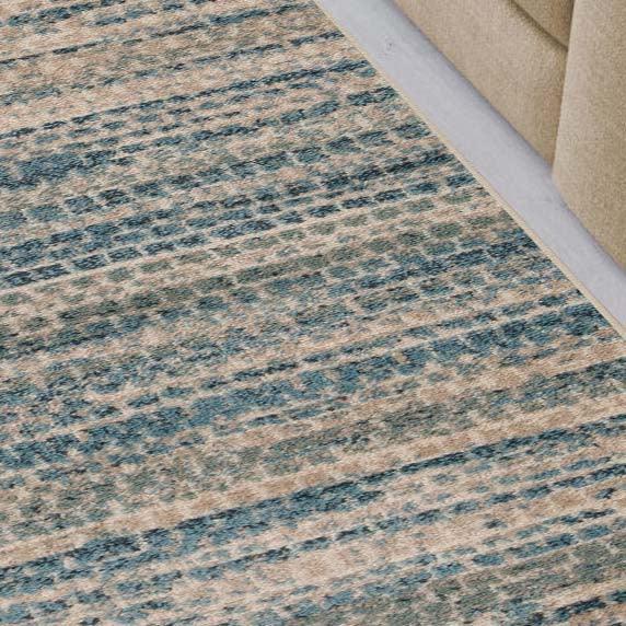 Montouk Pastel Striped Indoor Area Rugs or Runner Rug - Blue