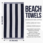 Striped Extra Large Oversized Absorbent Quick Dry Cotton Beach Towel - Beach Towel by Superior