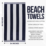 Striped Extra Large Oversized Absorbent Quick Dry Cotton Beach Towel - Beach Towel by Superior