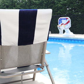 Cabana Striped Cotton Standard Size Chaise Lounge Chair Cover Set of 2 - Blue