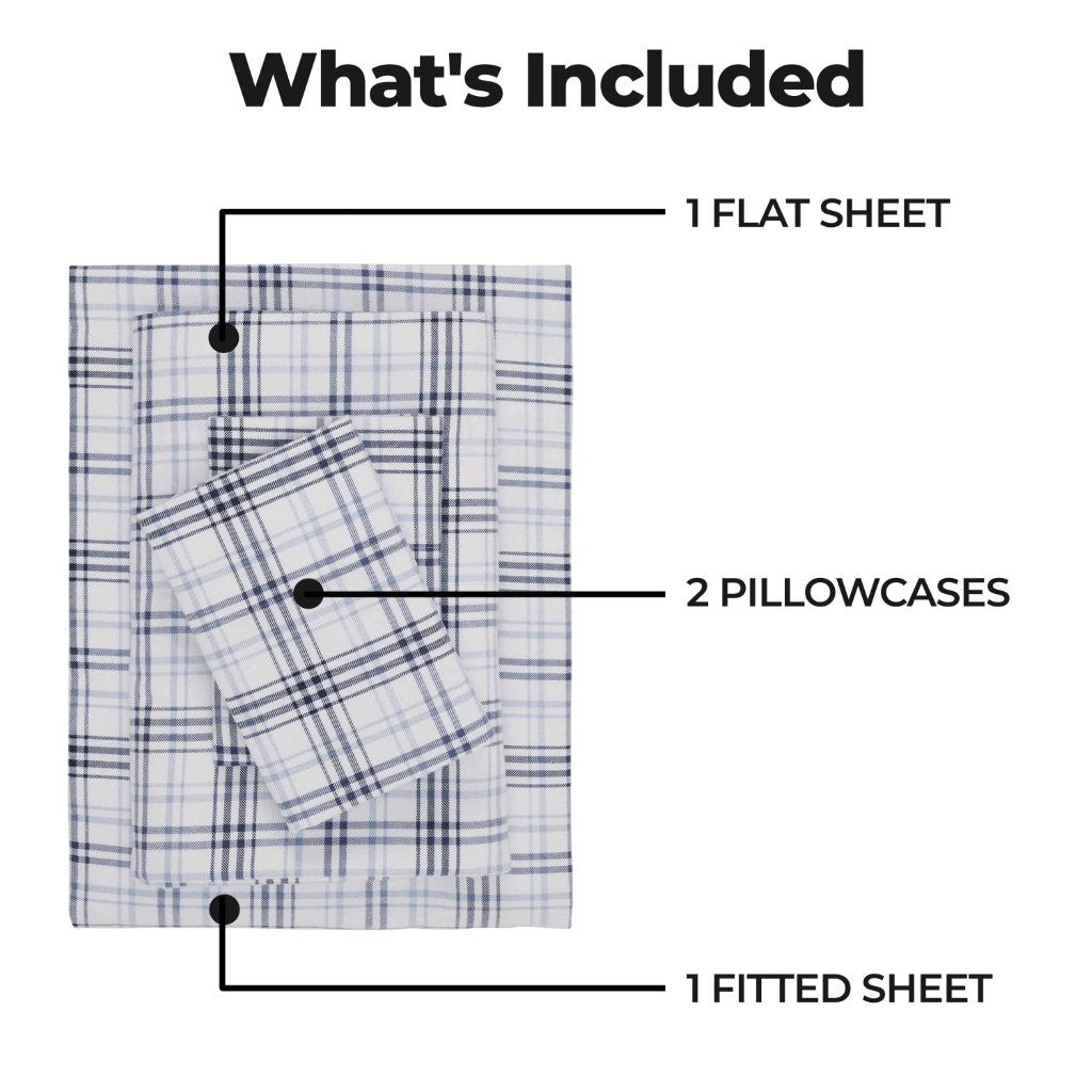 Plaid Flannel Cotton Classic Modern Farmhouse Deep Pocket Sheet Set