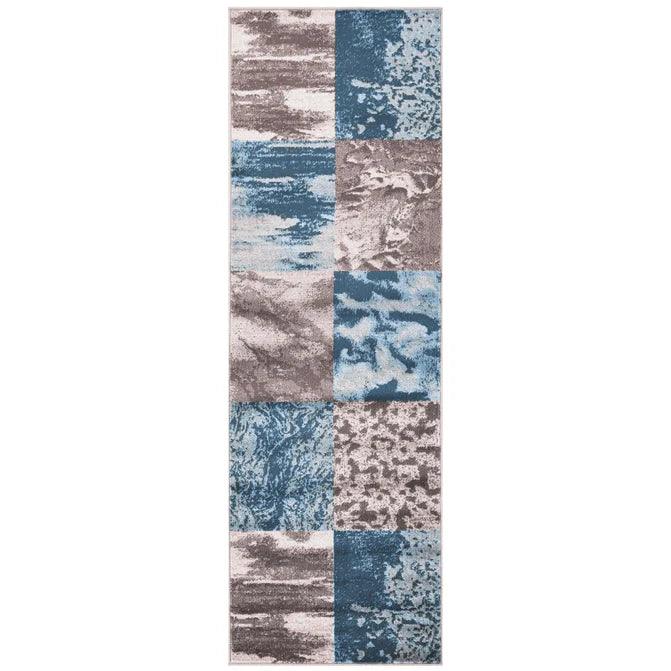 Brentwood Modern Patchwork Abstract Indoor Area Rugs or Runner Rug - Blue