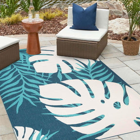 Waikiki Oversized Tropical Leaves Coastal Indoor Outdoor Area Rug - Rugs by Superior - Superior 