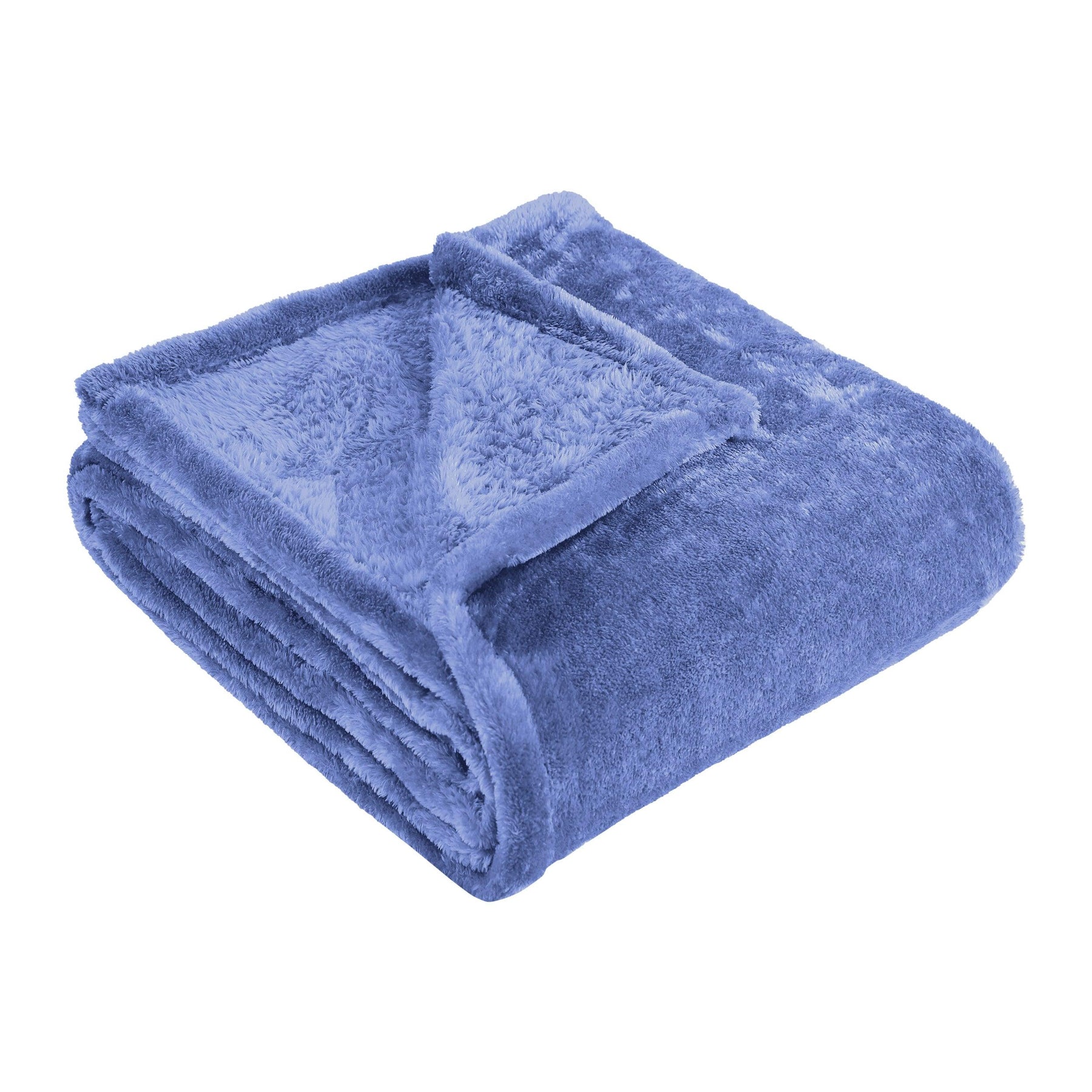 Fleece Plush Medium Weight Fluffy Soft Solid Decorative Blanket - Blue