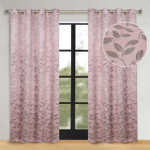 Leaves Room Darkening Washable Blackout Curtain Panels, Set of 2 - Blush