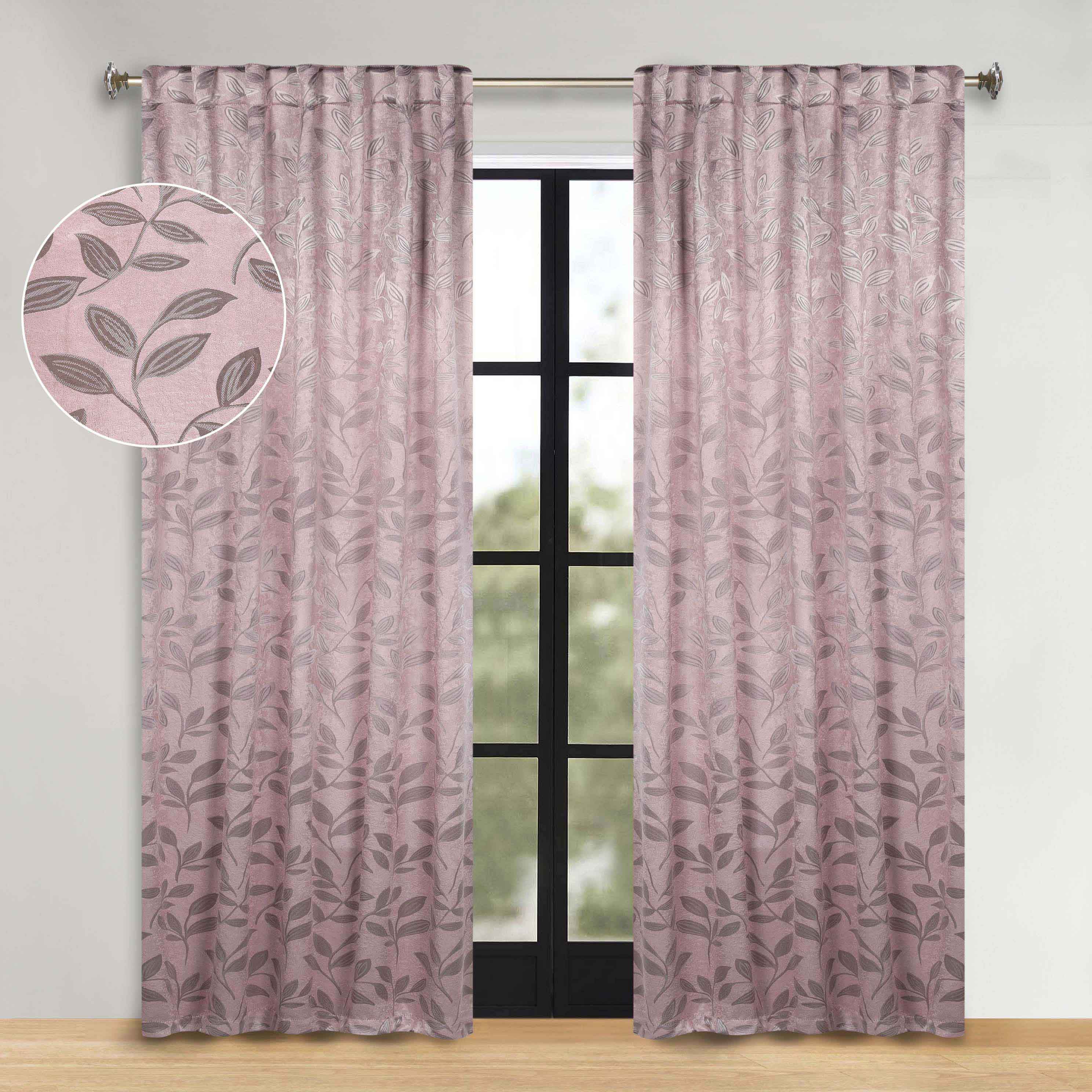 Leaves Room Darkening Back Tabs Blackout Curtain Panels, Set of 2 - Blackout Curtains by Superior