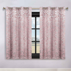 Leaves Room Darkening Washable Blackout Curtain Panels, Set of 2 - Blush